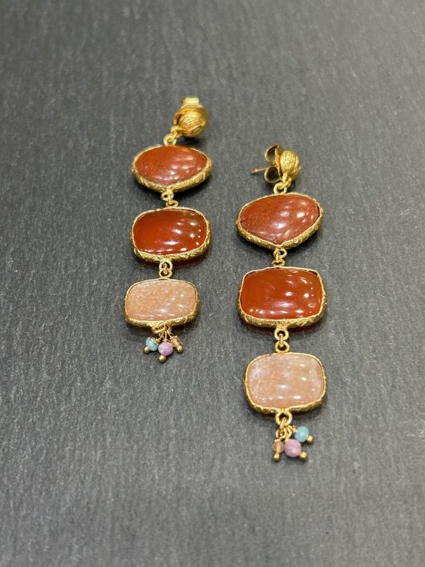 Boucles d'oreilles SILENE Jaspe rouge/ cornaline/ pierre de soleil