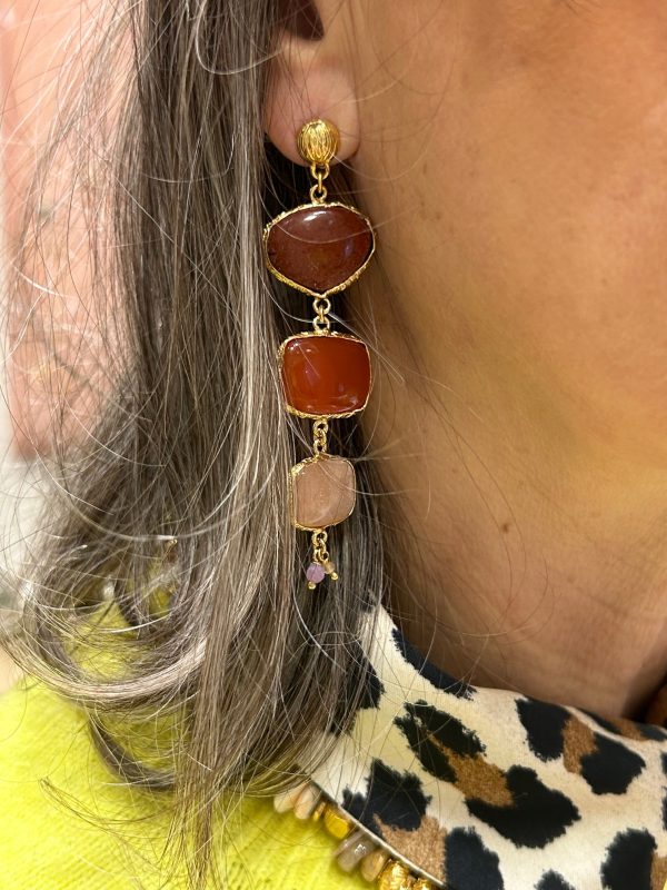 Boucles d'oreilles SILENE Jaspe rouge/ cornaline/ pierre de soleil – Image 3