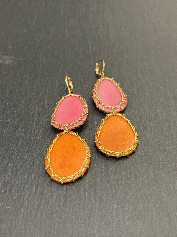 Boucles d'oreilles CARTAGENA Fuchsia / orange