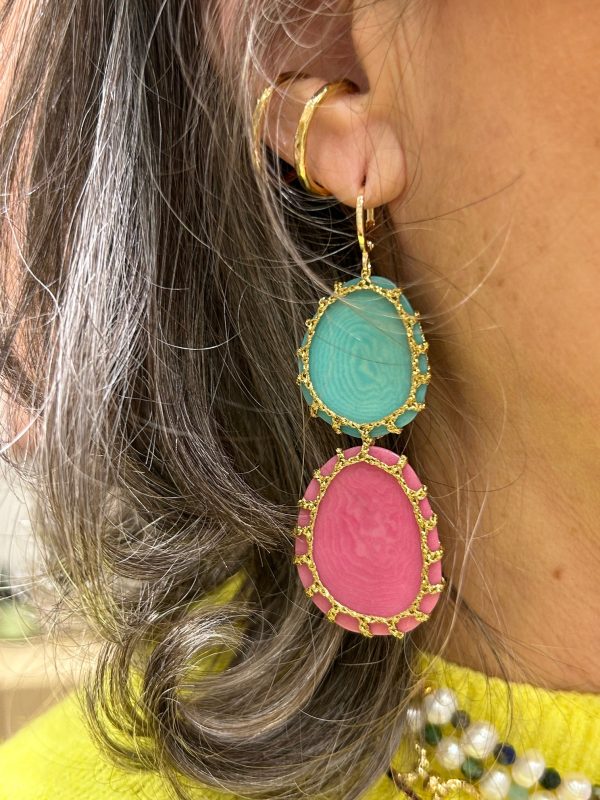 Boucles d'oreilles CARTAGENA Menthe / fuchsia – Image 2