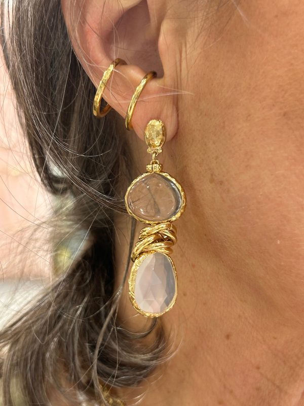 Boucles d'oreilles SIRENA Cristal de roche / pierre de lune – Image 3