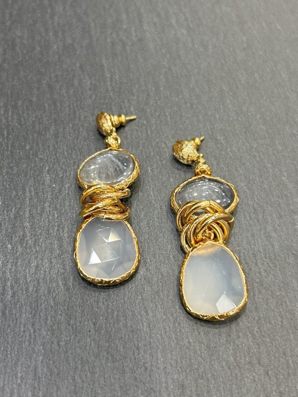 Boucles d'oreilles SIRENA Cristal de roche / pierre de lune