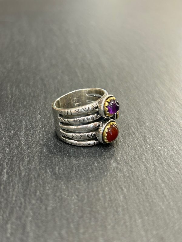 Bague J917 Améthyste / Charoite / Cornaline – Image 4