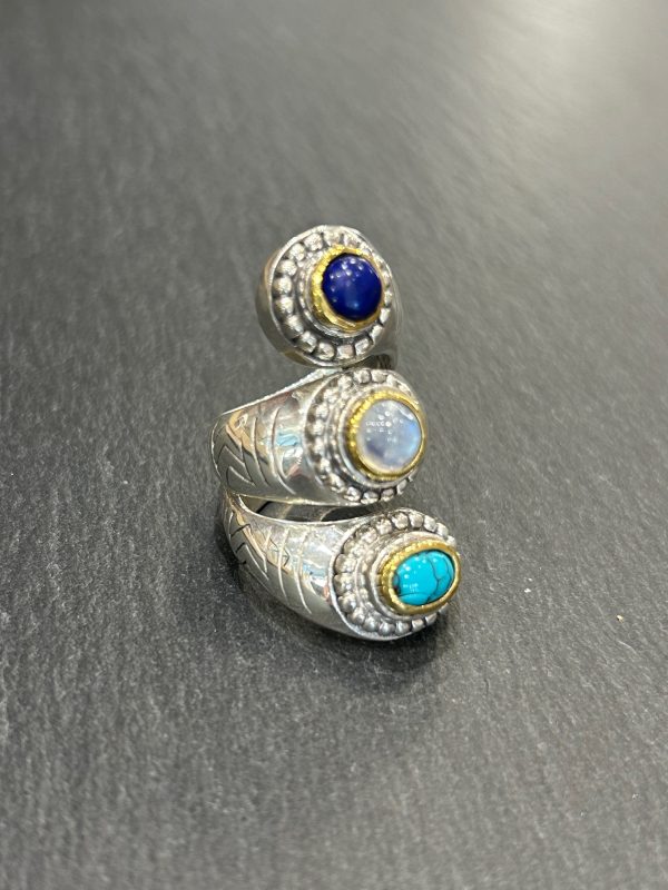 Bague J941 Turquoise / Pierre de Lune / Lapis lazuli – Image 4