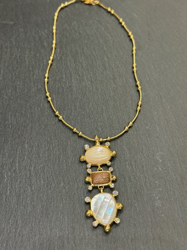 Collier Tiki Nacre/ Bois de rose
