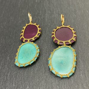 Boucles d'oreilles CARTAGENA Violet / Menthe