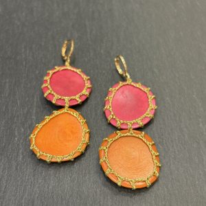 Boucles d'oreilles CARTAGENA Fuchsia / Orange
