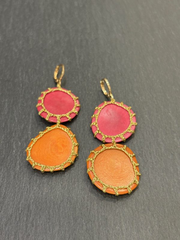 Boucles d'oreilles CARTAGENA Fuchsia / Orange