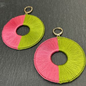 Boucles d'oreilles LUNA  Fuchsia / Anis