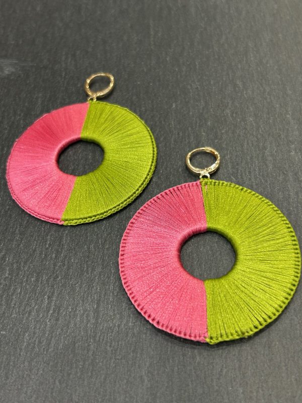 Boucles d'oreilles LUNA  Fuchsia / Anis