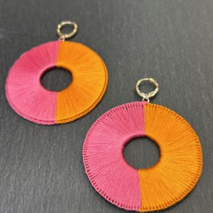 Boucles d'oreilles LUNA  Fuchsia / Orange