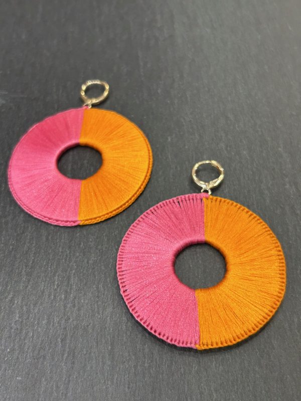 Boucles d'oreilles LUNA  Fuchsia / Orange
