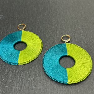 Boucles d'oreilles LUNA  Pétrole / Anis