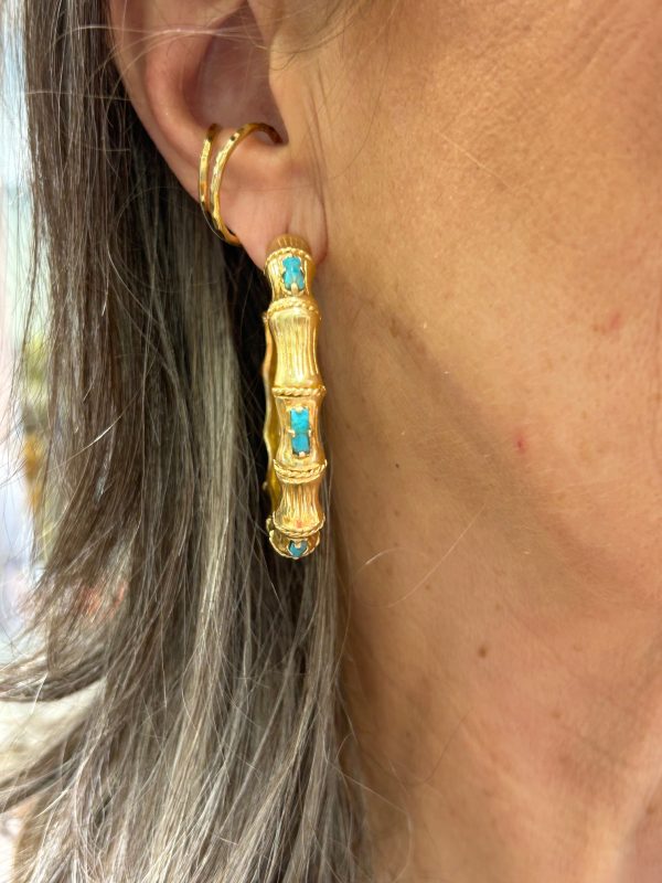 Boucles d'oreilles BAMBOU Turquoise – Image 3