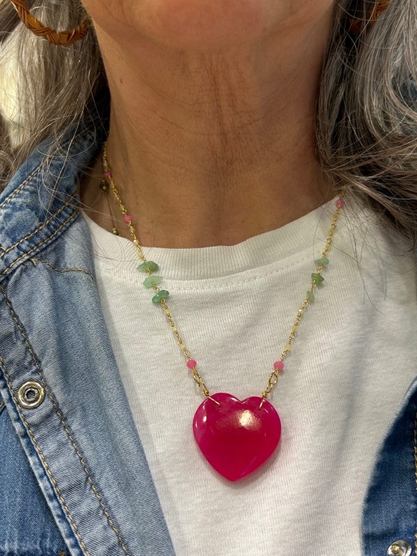 Collier COEUR Calcédoine rose – Image 3