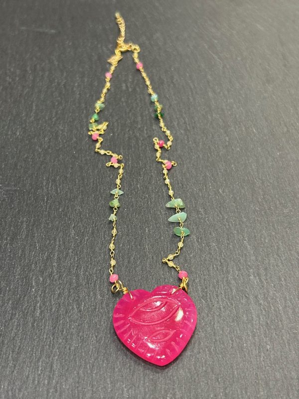 Collier COEUR Calcédoine rose – Image 4