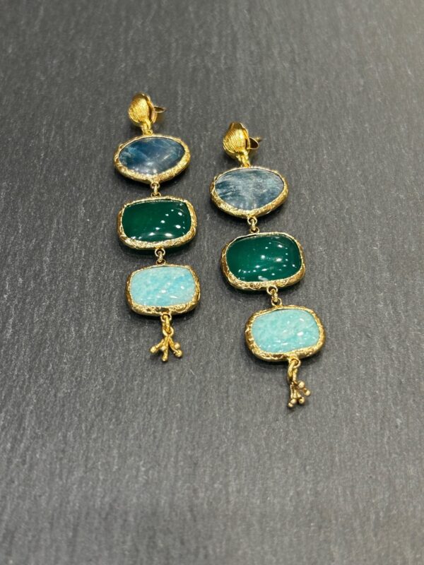 Boucles d'oreilles SILENE Apatite / onyx vert / amazonite