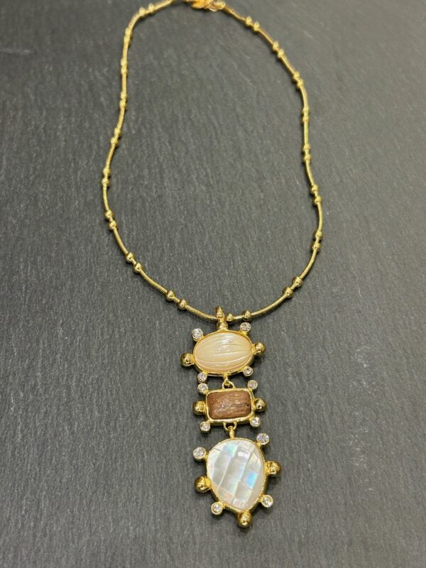Collier Tiki Nacre/ Bois de rose
