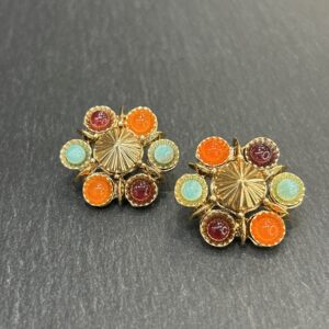 Boucles d'oreilles AUGUSTA Cornaline / amazonite