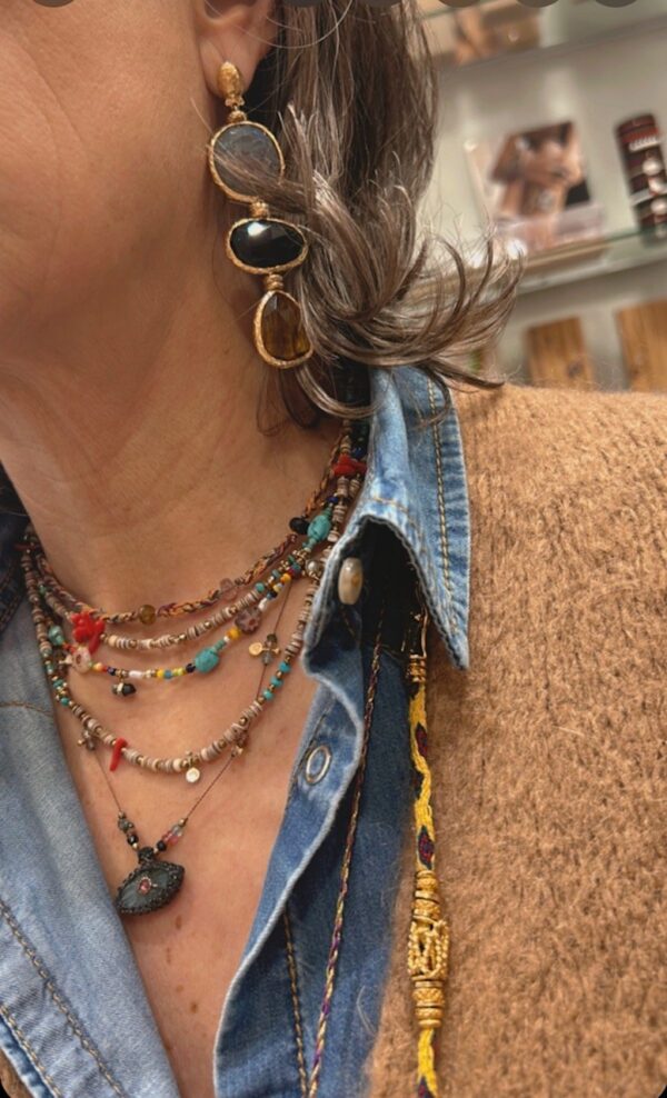 Boucles d'oreilles Silene Labradorite/ Onyx / Citrine – Image 2