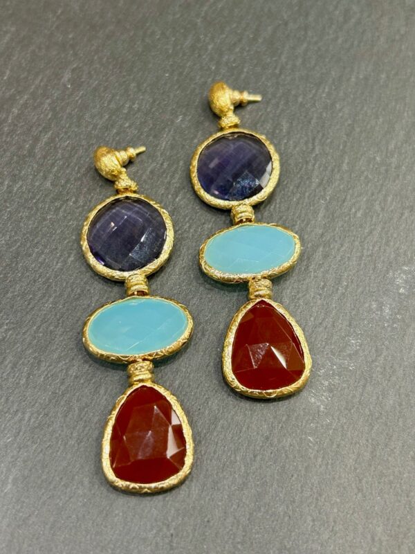 Boucles d'oreilles Silene Améthyste /Calcedoine /Cornaline