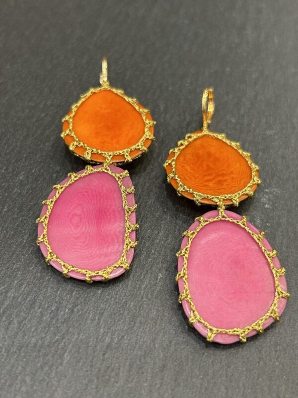 Boucles d'oreilles Cartagena Orange / Fuchsia