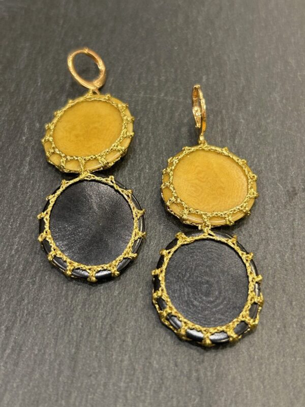 Boucles d'oreilles Cartagena Moutarde / Noir