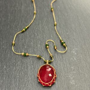 Collier TIBETAN Rubelite