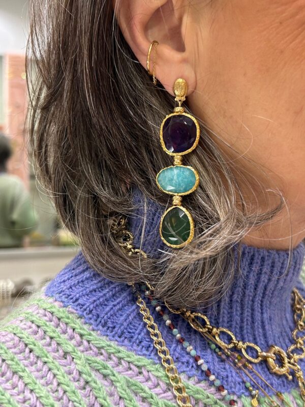 Boucles d'oreilles SILENE améthyste/ amazonite/ quartz vert – Image 3