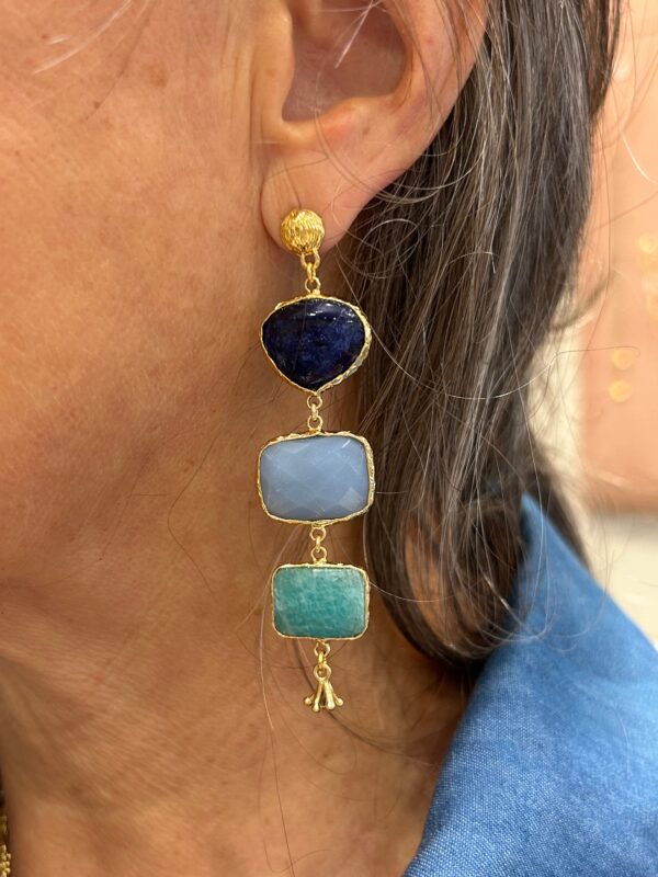 Boucles d'oreilles SILENE Saphir, aigue marine, amazonite – Image 3