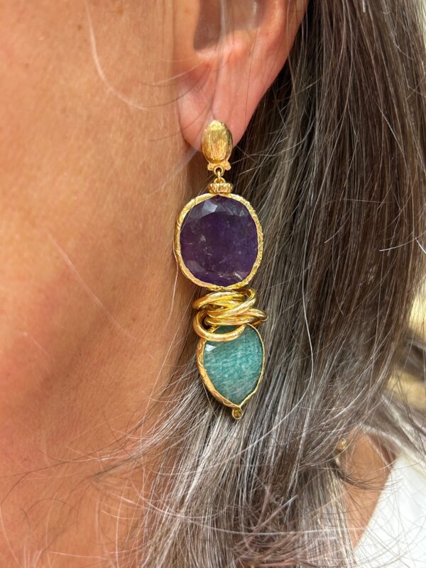 Boucles d'oreilles SIRENA améthyste / amazonite – Image 3