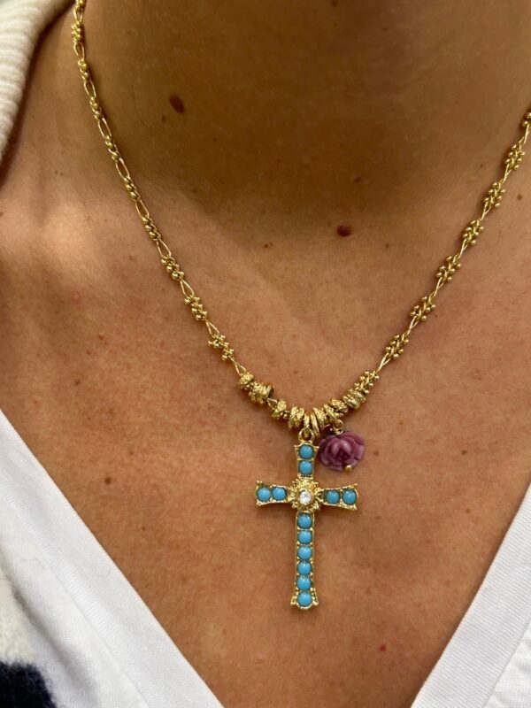 Collier BELLAVITA Croix turquoise – Image 3
