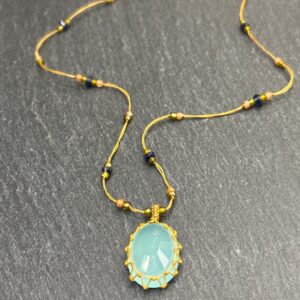 COLLIER TIBETAN CALCEDOINE BLEUE - ASTREE