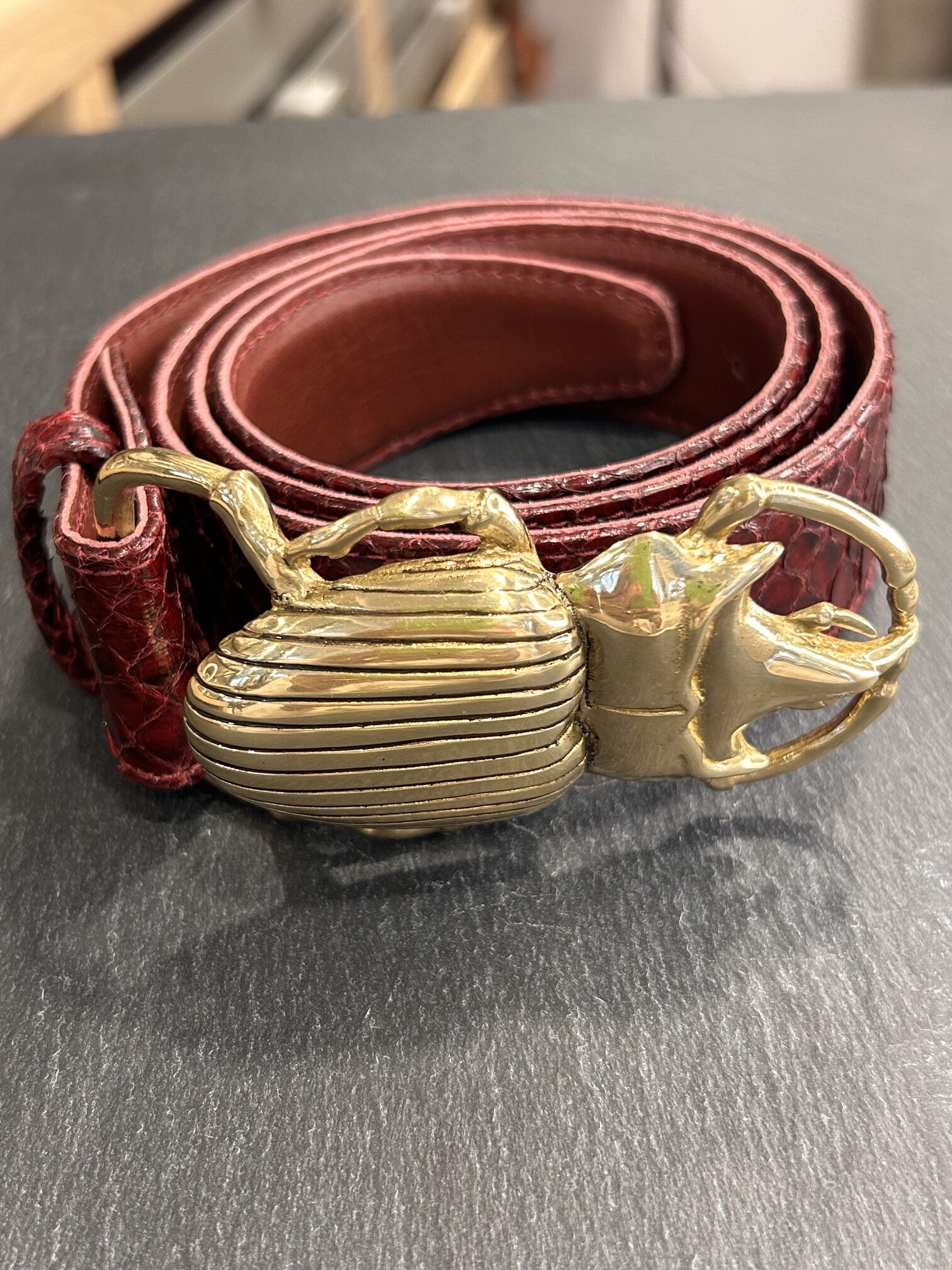 Ceinture Phyton Bordeaux – Image 2