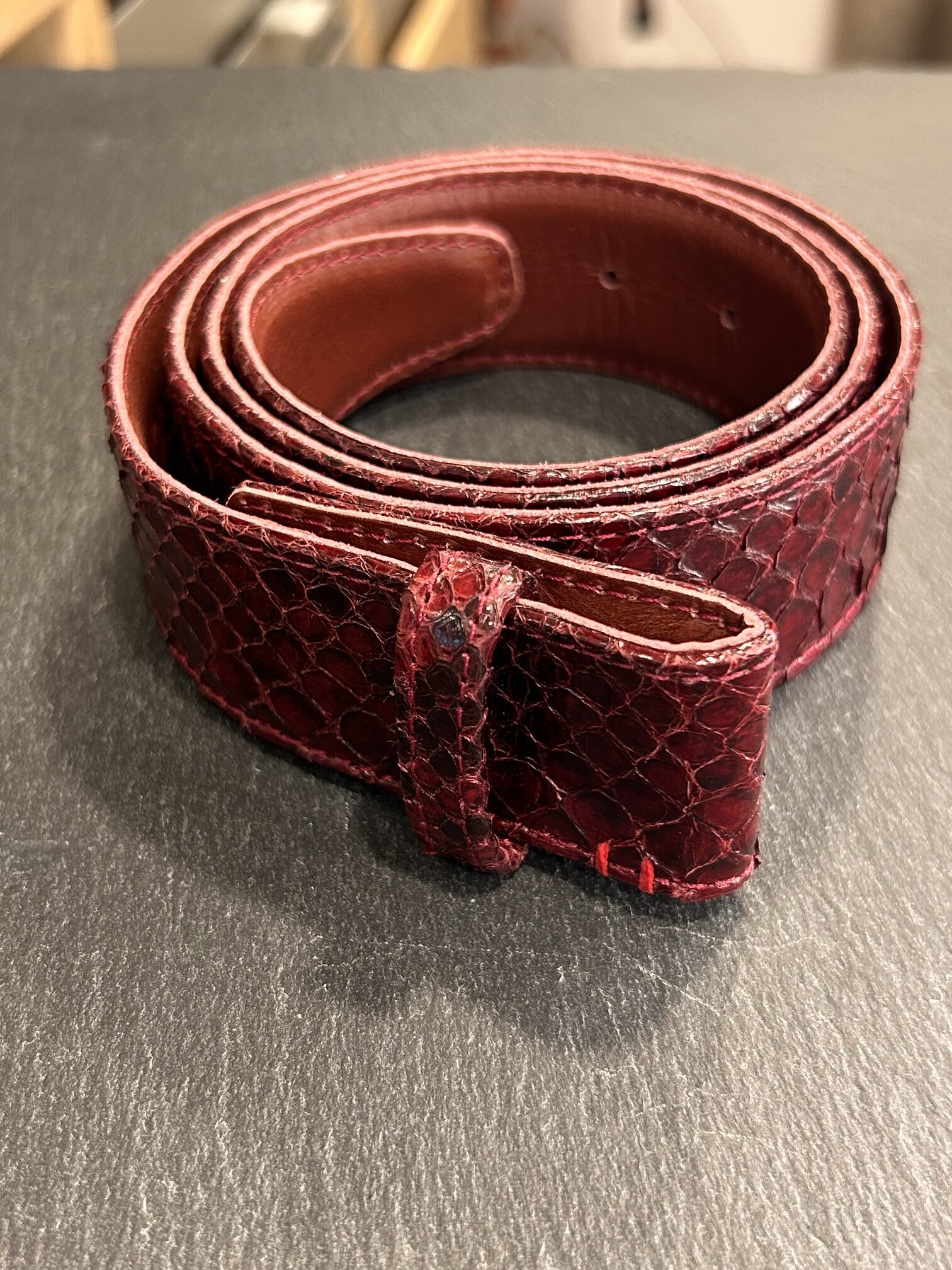 CEINTURE PYTHON BURGUNDY - ASTREE