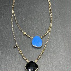 COLLIER SCAPULAIRE CALCEDOINE ONYX - ASTREE