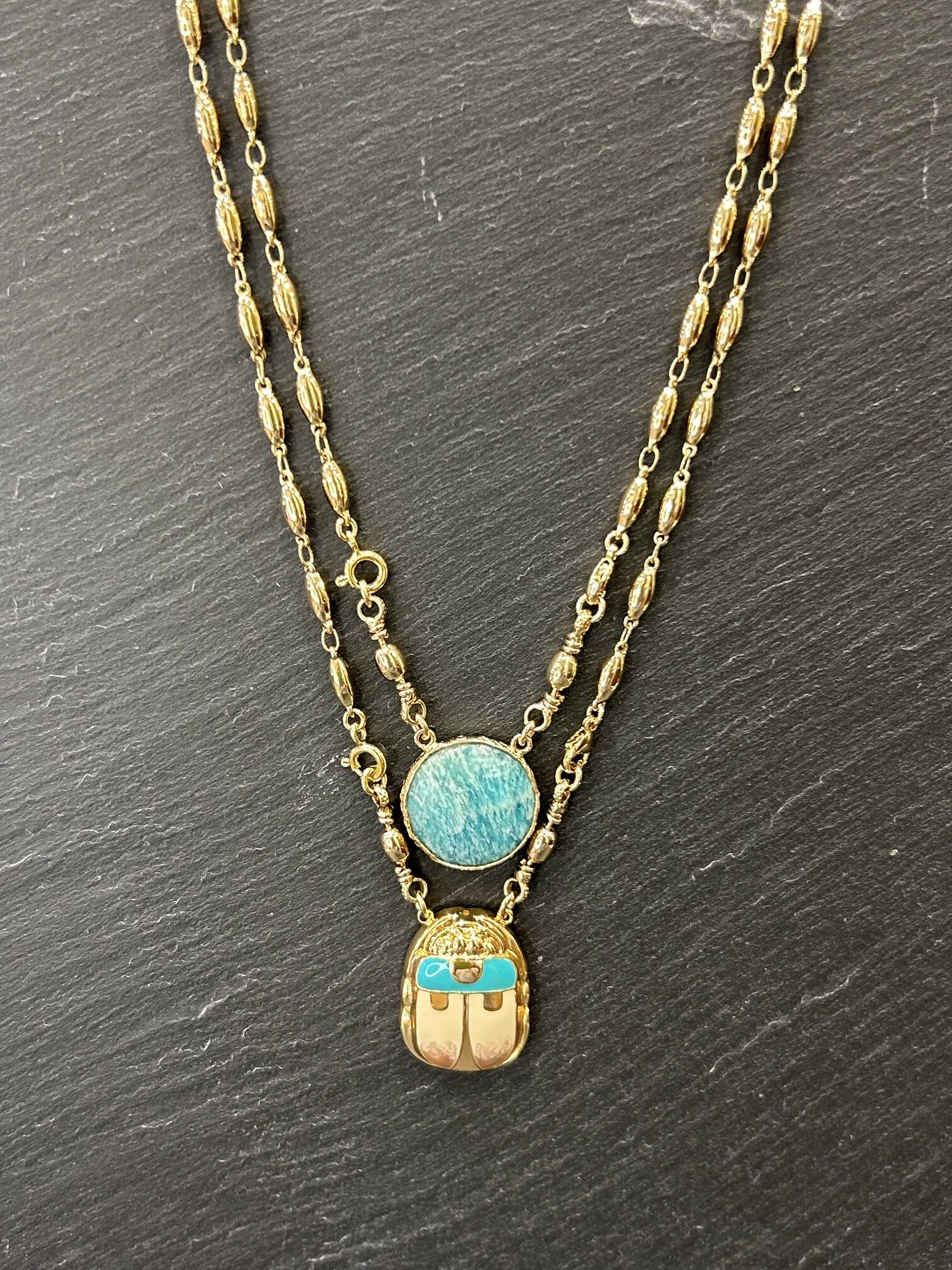 COLLIER SACPULAIRE SCARAMOUCHE Turquoise - ASTREE