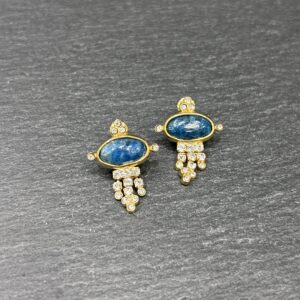 BOUCLES D'OREILLES TIKI BLEU PETROLE - ASTREE