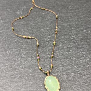 COLLIER TIBETAN CALCEDOINE VERTE - ASTREE