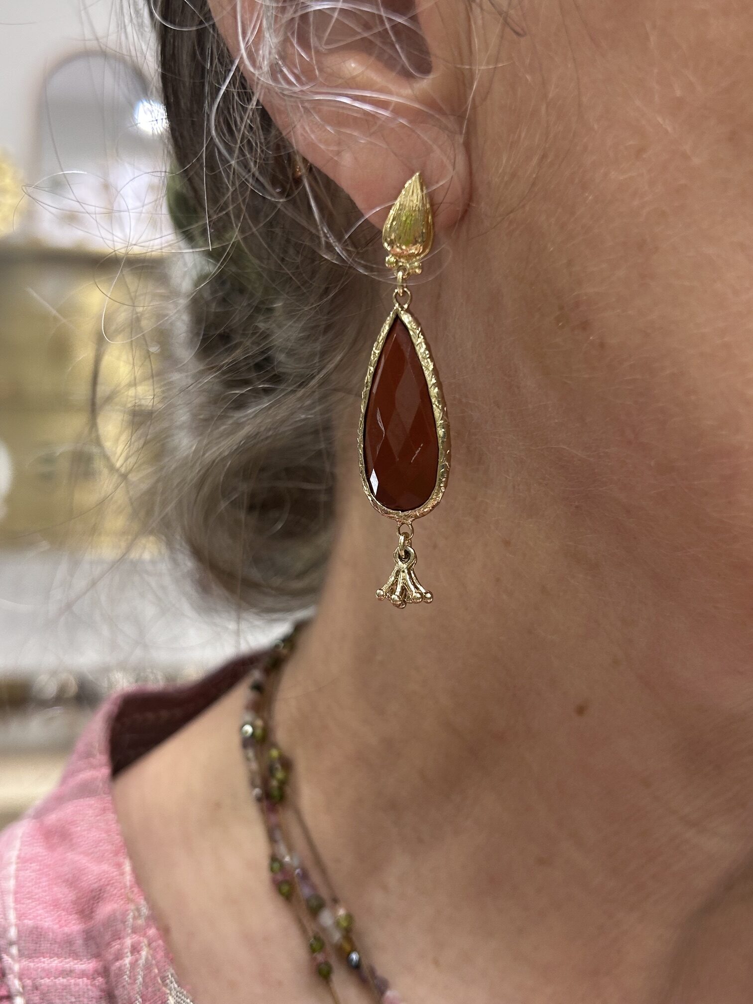 Boucles d'oreilles GOUTTES SERTIES Calcite - GAS BIJOUX – Image 3