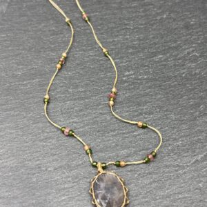 COLLIER TIBETAN CORINDON GRIS - ASTREE