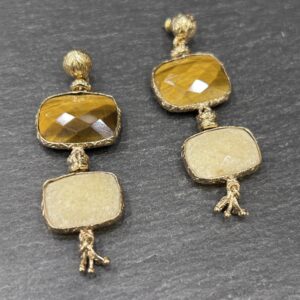 BOUCLES D'OREILLES SILENE OEIL DE TIGRE - ASTREE